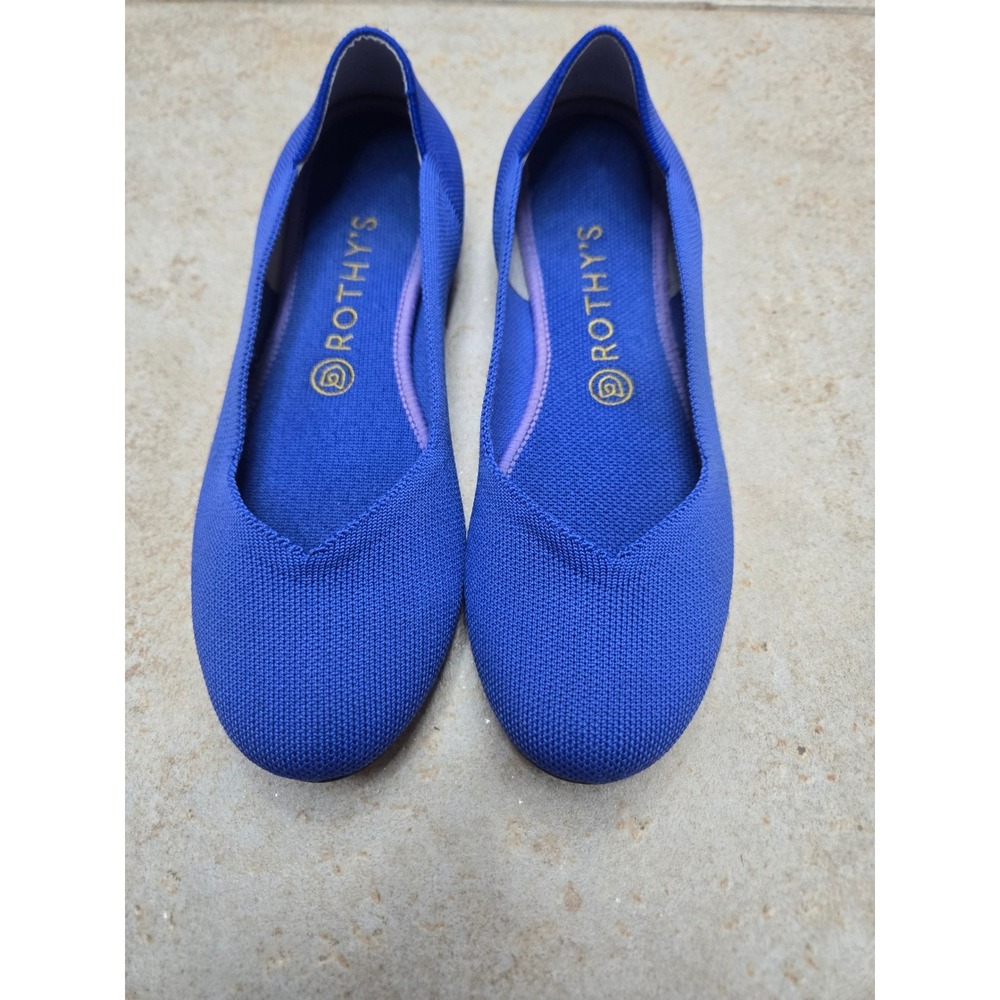 Rothy's The Flat Cobalt Blue Round Toe Washable Knit Slip On Loafers Shoes Sz 9